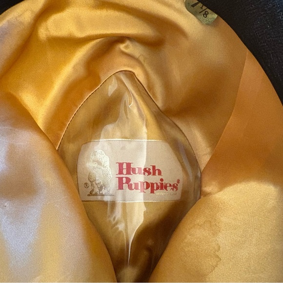 70s Vintage Hush Puppies Fedora Hat 7 1/8 Made in USA Brushed Pigskin Leather - Picture 5 of 8